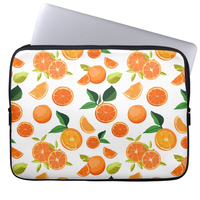 Oranje patroon laptop sleeve (Voorkant)