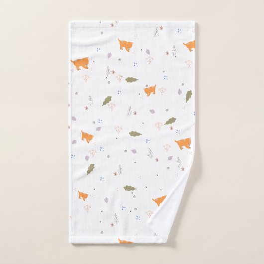 Oranje patroon met tablet en bladeren bad handdoek (Handdoek)