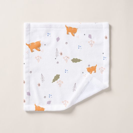 Oranje patroon met tablet en bladeren bad handdoek (Wasdoekje)