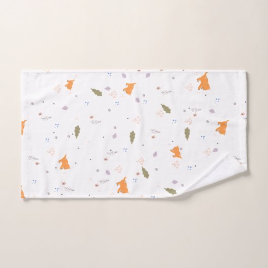 Oranje patroon met tablet en bladeren bad handdoek (Handdoek)