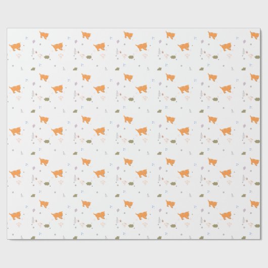 Oranje patroon met tablet en bladeren cadeaupapier (Vlak)