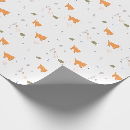 Oranje patroon met tablet en bladeren cadeaupapier (Hoek)