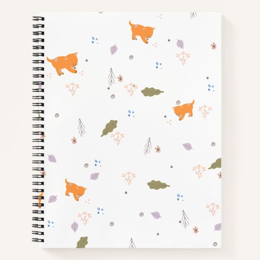 Oranje patroon met tablet en bladeren notitieboek (Voorkant)