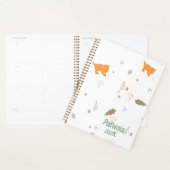 Oranje patroon met tablet en bladeren planner (Display)