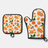 oranje patroon ovenwant & pannenlap set (Voorkant)