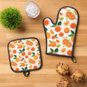 oranje patroon ovenwant & pannenlap set (Top down)