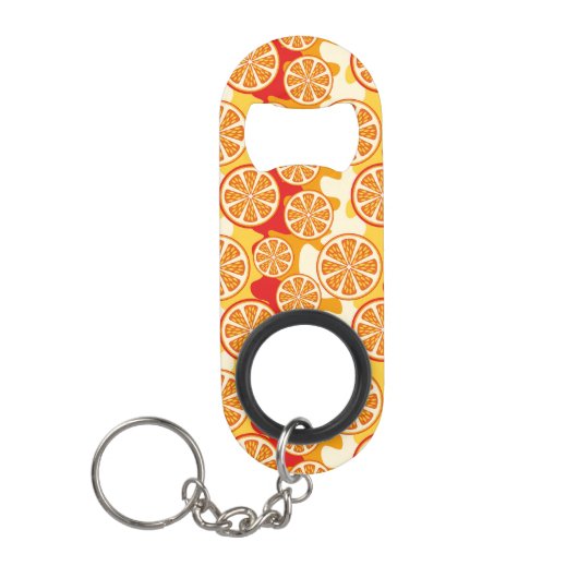 Oranje patroon sleutelhanger flessenopener (Voorkant)