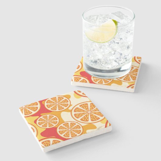 Oranje patroon stenen onderzetter (Zijkant)