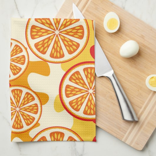 Oranje patroon theedoek (Quarter Fold)