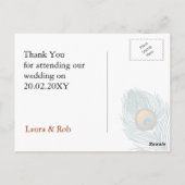 oranje pauw bruiloft Bedankt Briefkaart (Achterkant)