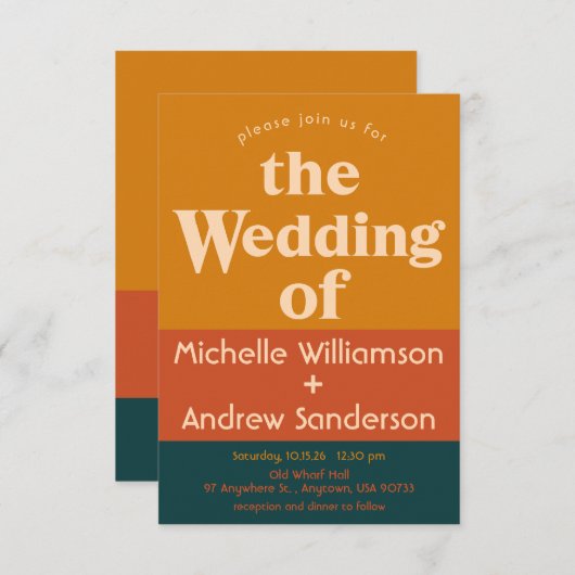 Oranje Pauw Modern Retro 3.5x5 Kaart (Voorkant / Achterkant)