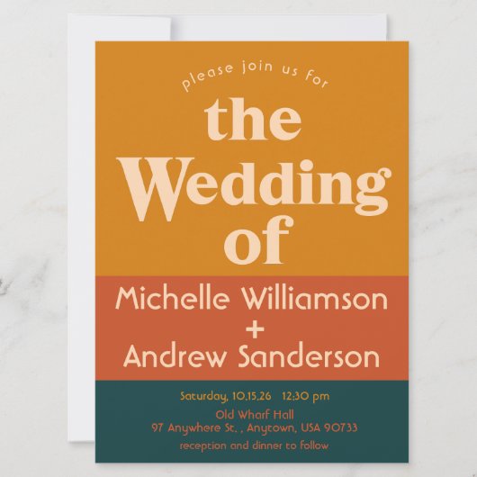 Oranje Pauw Modern Retro 6,5x8,75 Kaart (Voorkant)