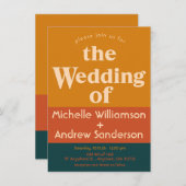 Oranje Pauw Modern Retro A6 Kaart (Voorkant / Achterkant)