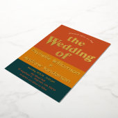 Oranje Pauw Modern Retro Folie Uitnodiging (Gedraaid)