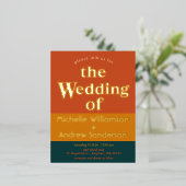 Oranje Pauw Modern Retro Folie Uitnodiging Briefkaart (Staand Voorkant)