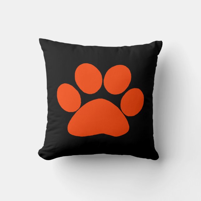Oranje Paw Print Pillow Kussen (Voorkant)