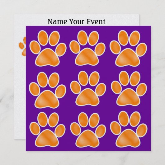 Oranje Paw Prints - SRF Kaart (Voorkant / Achterkant)