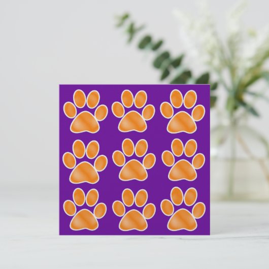 Oranje Paw Prints - SRF Kaart (Staand voorkant)