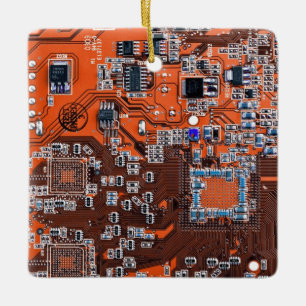 Oranje PCB-printplaatontwerp voor IT-professionals Keramisch Ornament