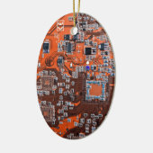 Oranje PCB-printplaatontwerp voor IT-professionals Keramisch Ornament (Links)