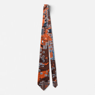 Oranje PCB-printplaatontwerp voor IT-professionals Stropdas