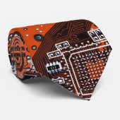 Oranje PCB-printplaatontwerp voor IT-professionals Stropdas (Opgerold)