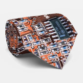 Oranje PCB-printplaatontwerp voor IT-professionals Stropdas (Opgerold)