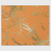 Oranje Peach Gold Marble Shiny Glam Abstract VIP Cadeaupapier (Vlak)