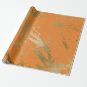 Oranje Peach Gold Marble Shiny Glam Abstract VIP Cadeaupapier (Uitgerold)