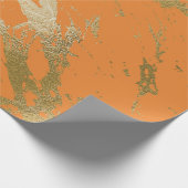 Oranje Peach Gold Marble Shiny Glam Abstract VIP Cadeaupapier (Hoek)