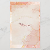  Oranje Peach Gold Marble Wedding Party Menu (Achterkant)