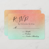 Oranje Peach Mint Wedding RSVP Informatiekaartje (Voorkant / Achterkant)