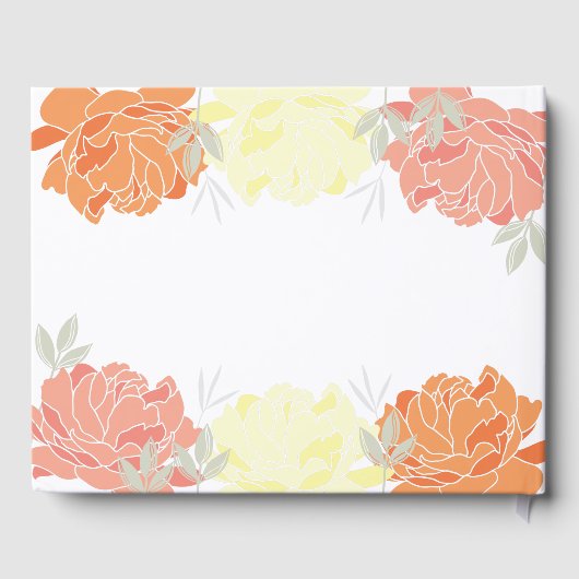Oranje Peach Yellow Peonies Quinceanera Guestbook Gastenboek (Achterkant)