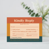 Oranje Peacock Modern Retro QR Code Response Kaart (Staand voorkant)