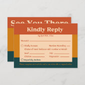 Oranje Peacock Modern Retro QR Code Response Kaart (Voorkant / Achterkant)