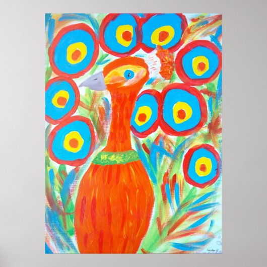 Oranje Peacock Poster (Voorkant)