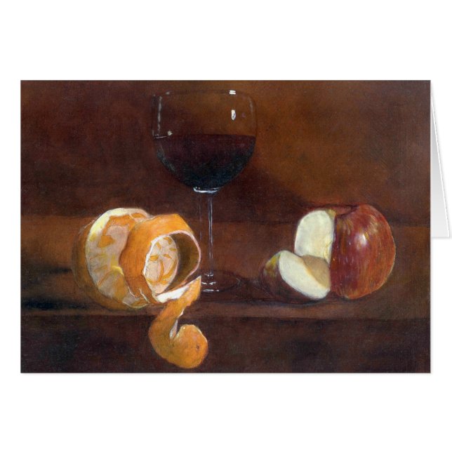 Oranje Peel, Apple en een glas rode wijn (Voorkant Horizontaal)