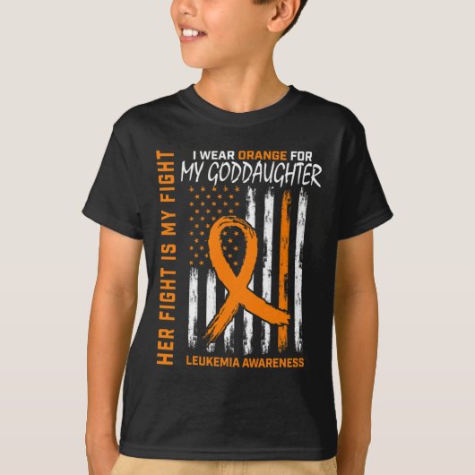 Oranje peetdochter leukemie kankerbewustzijn Ameri T-shirt (Voorkant)