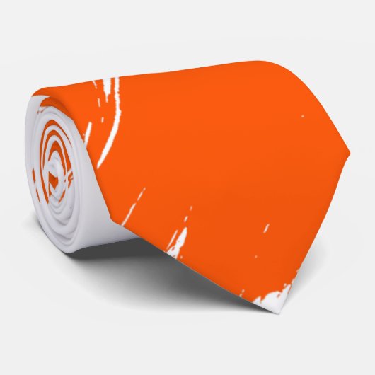 Oranje Penseel Moderne Witte Achtergrond #2 Stropdas (Opgerold)