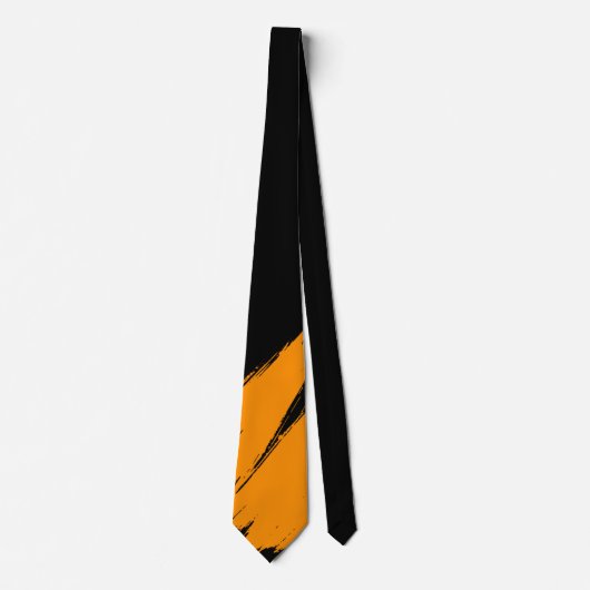 Oranje penseel Moderne Zwarte Achtergrond #2 Stropdas (Voorkant)