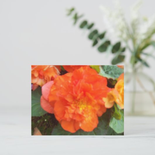 Oranje Peony Briefkaart (Staand voorkant)