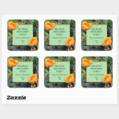 Oranje perencactus / "uit de keuken van" vierkante sticker (Vel)