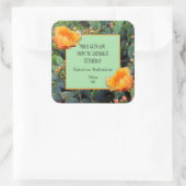 Oranje perencactus / "uit de keuken van" vierkante sticker (Tas)