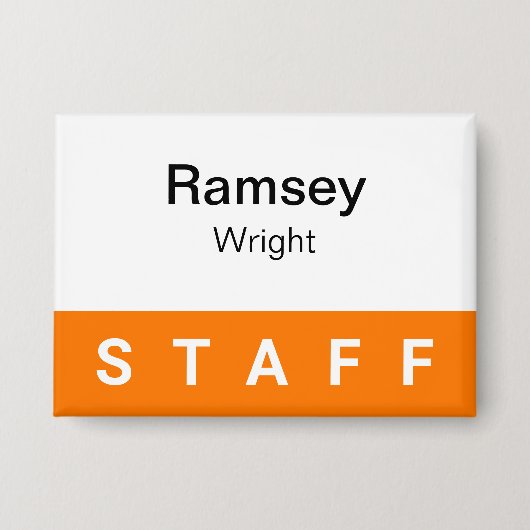 Oranje Personeel Pinback Badge Button Medewerker N (Voorkant)