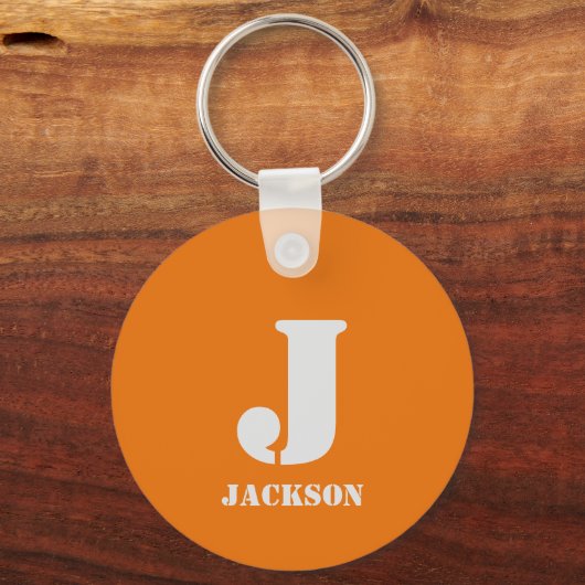 Oranje persoonlijke monogram Sleutelhanger (Voorkant)