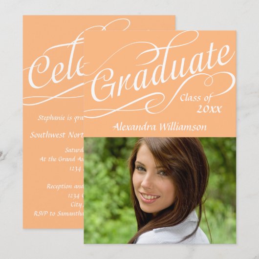 Oranje Perzik Afstuderen Zwirlijk Manuscript | AFS Kaart (Voorkant / Achterkant)