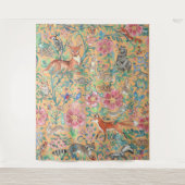 Oranje perzik bos Dier Herten Vossenkonijn Groot Wandkleed (Voorkant)