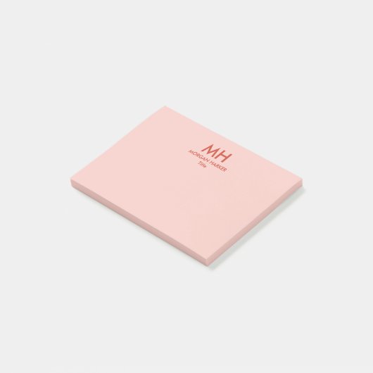 Oranje perzik minimaal schone Initialen Post-it® Notes (Schuin)