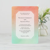 Oranje perzik mint bruiloft kaart (Staand voorkant)