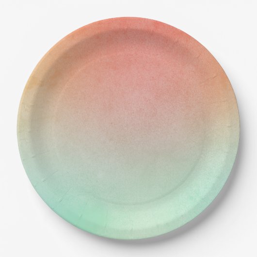 Oranje perzik mint bruiloft papieren bordje (Voorkant)